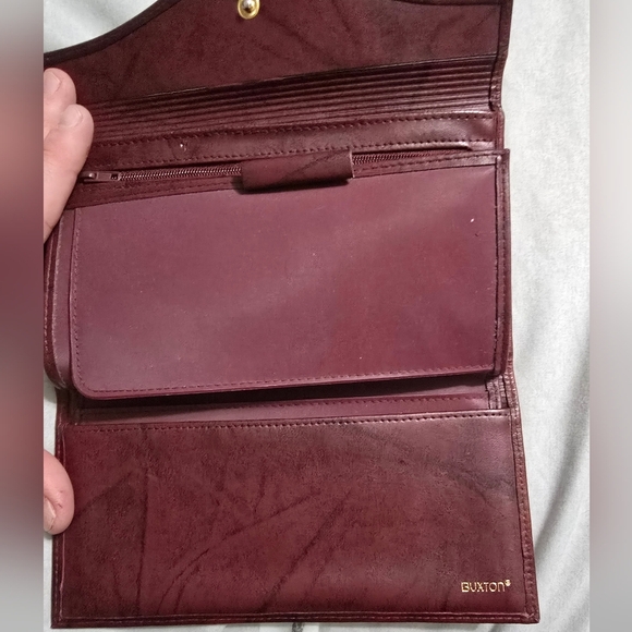 Buxton Vintage Floral Embossed Top Grain Cowhide Marbled Brown Wallet - Picture 4 of 8